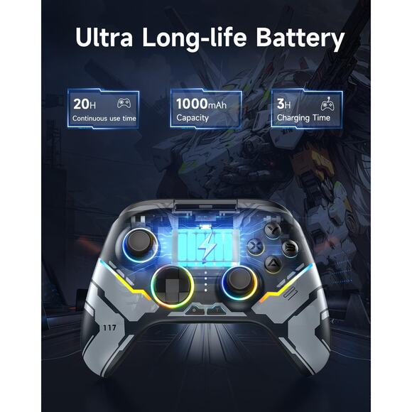 EasySMX X15 Wireless Bluetooth PC Controller Hall Joysticks RGB Lighting - Picture 7 of 8